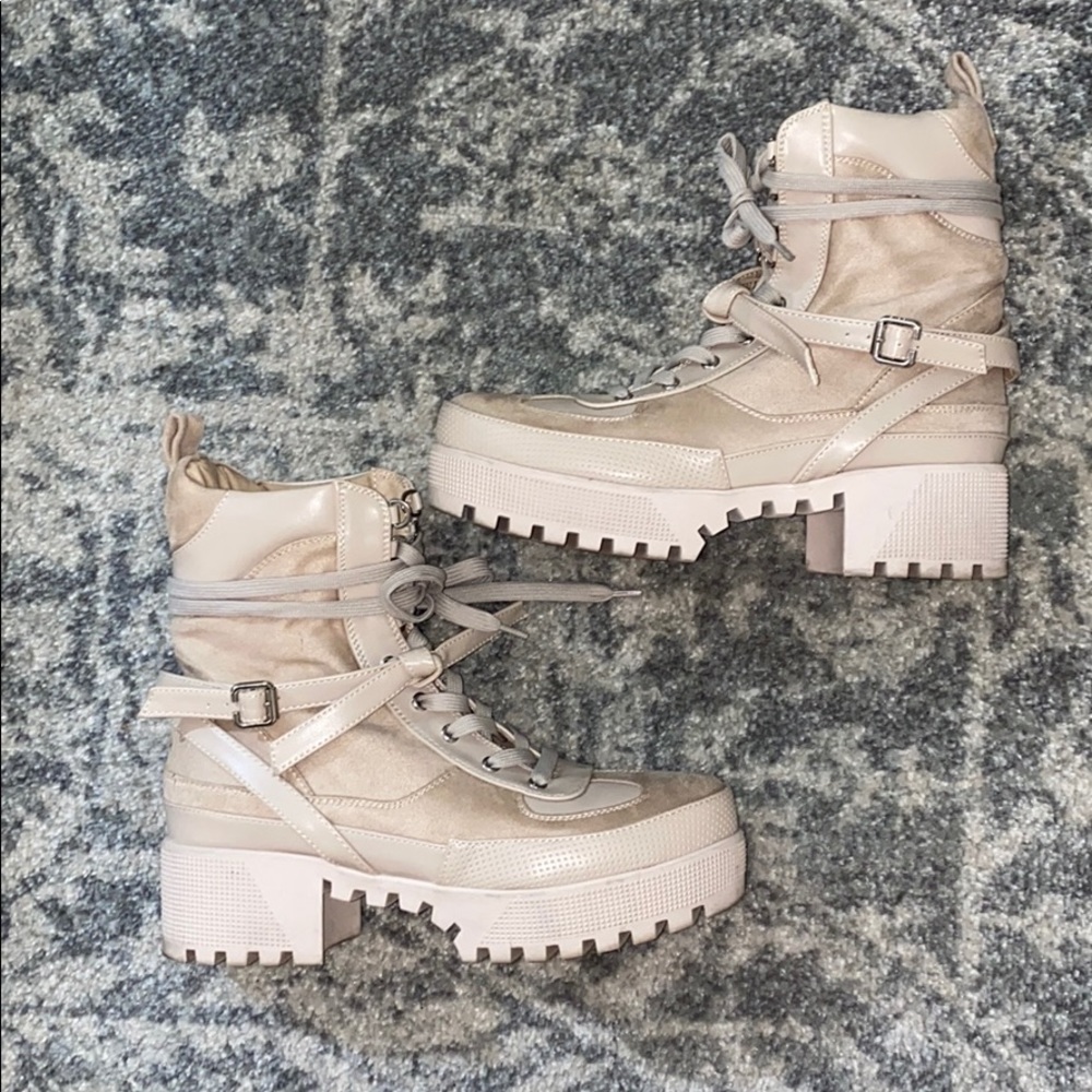 Tan Desert Lace Up Combat Boots